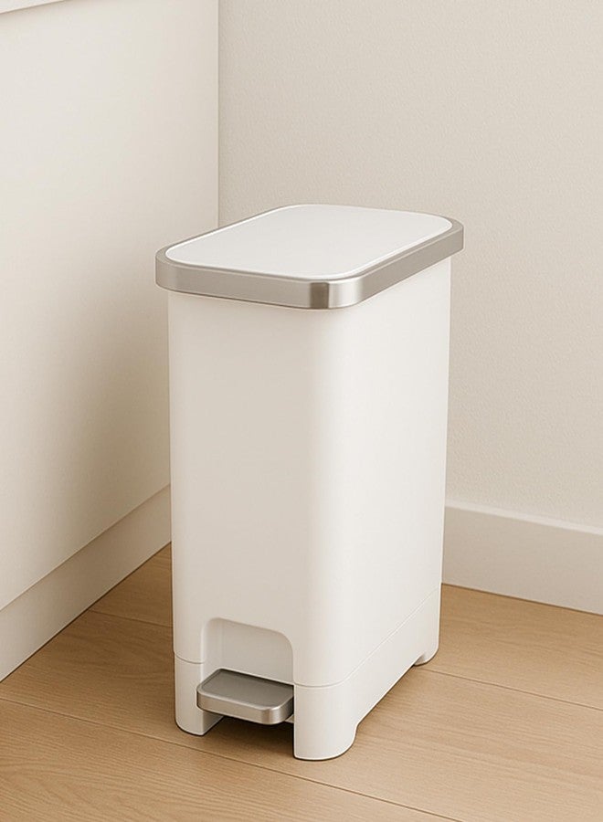 Obsessions EKO 10L Plastic Step Bin with Pedal, Waste Storage Trash Can, White - Image 2